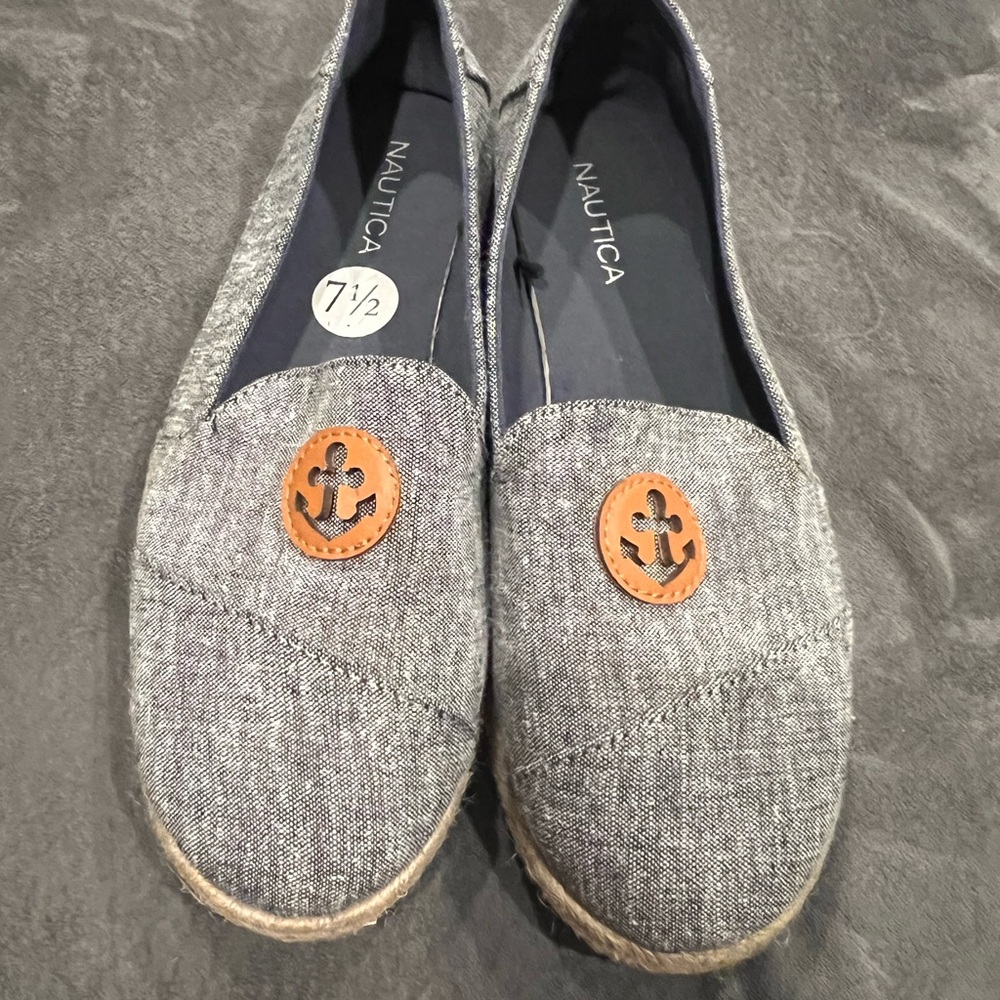 Nautica Gray and Blue Espadrilles Casual Slip-On Shoes